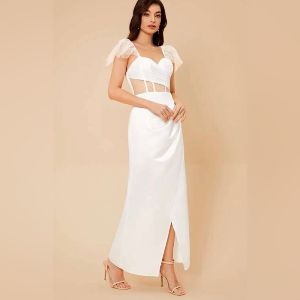Mesh Ruffle Wedding Dress $26 XL - Picture 4 of 7